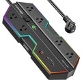 4000J Gaming Power Strip Surge Protector USB-C PD 20W Fast Charge 6 Wide-Spaced Outlets RGB Lighting 6ft Cord by CRST