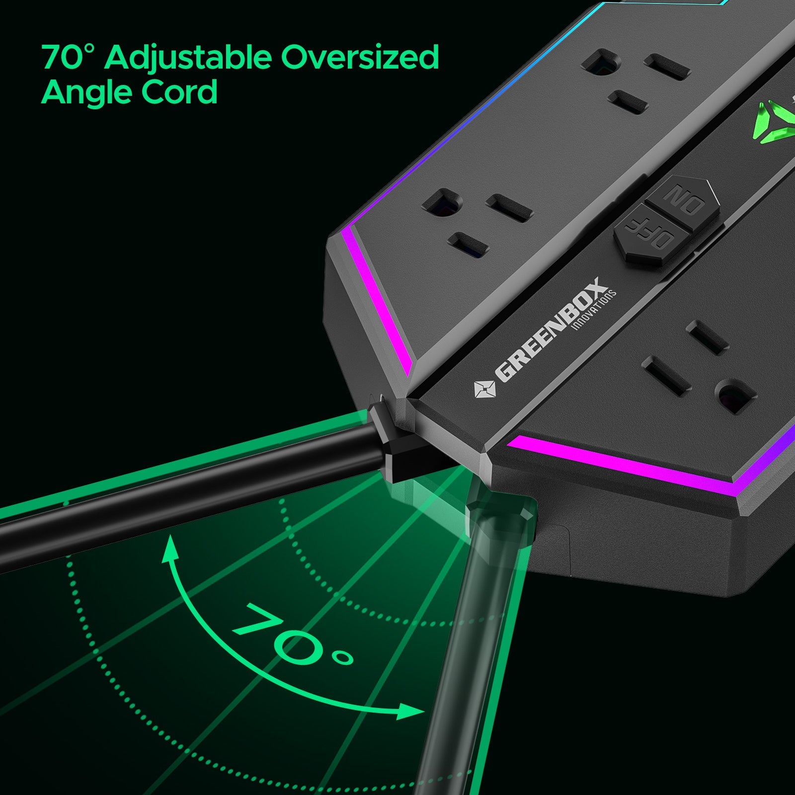 4000J Gaming Power Strip Surge Protector USB-C PD 20W Fast Charge 6 Wide-Spaced Outlets RGB Lighting 6ft Cord by CRST