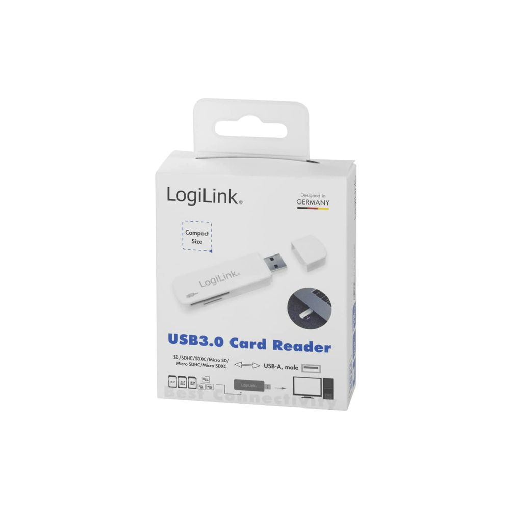 Card reader extern Logilink CR0034A, interfata USB 3.0, citeste/scrie SD, micro SD, Alb (CR0034A) by Logilink