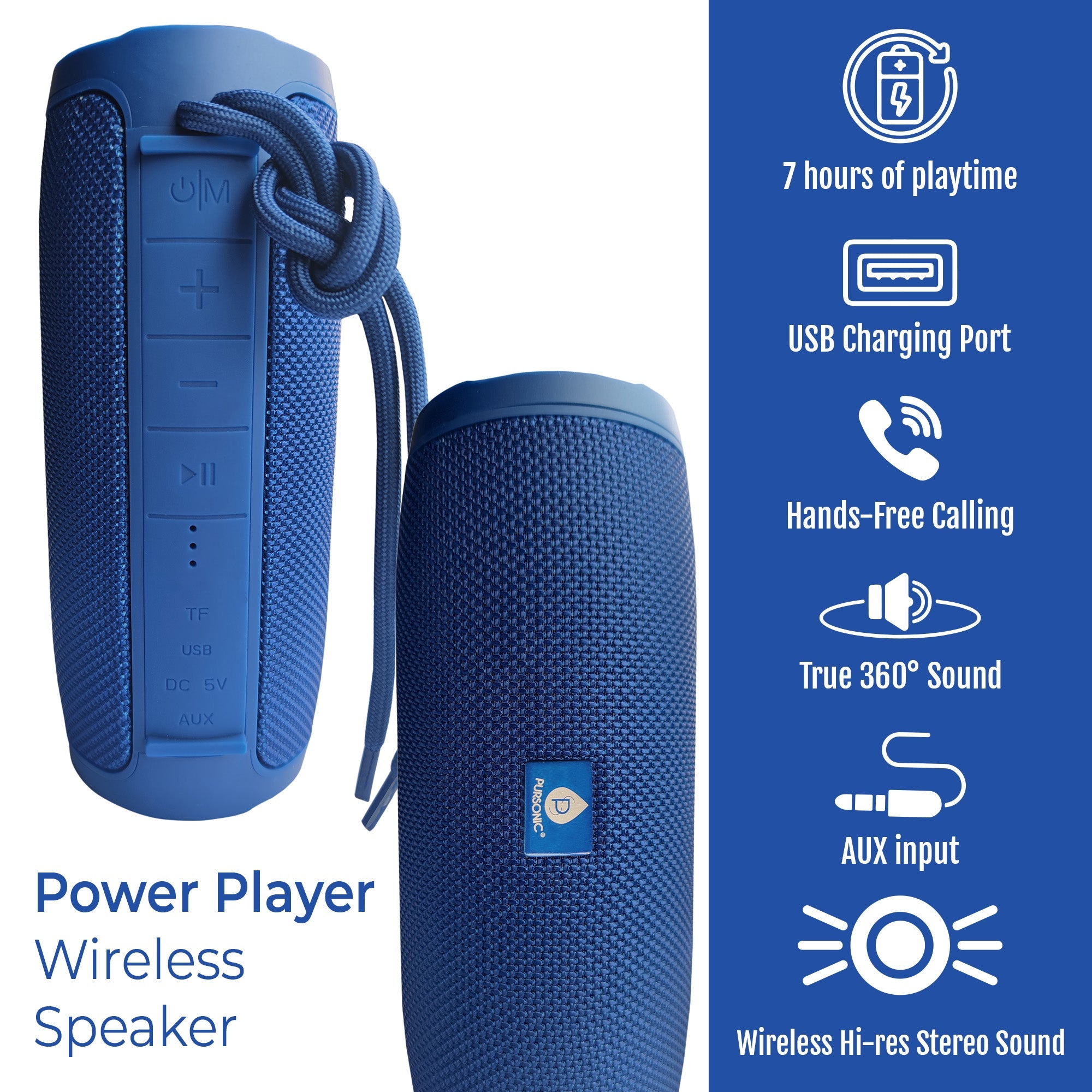 Total Audio Freedom Collection – Wireless Earbuds + Extended-Play 360° Speaker + Waterproof Suction Speaker by Pursonic