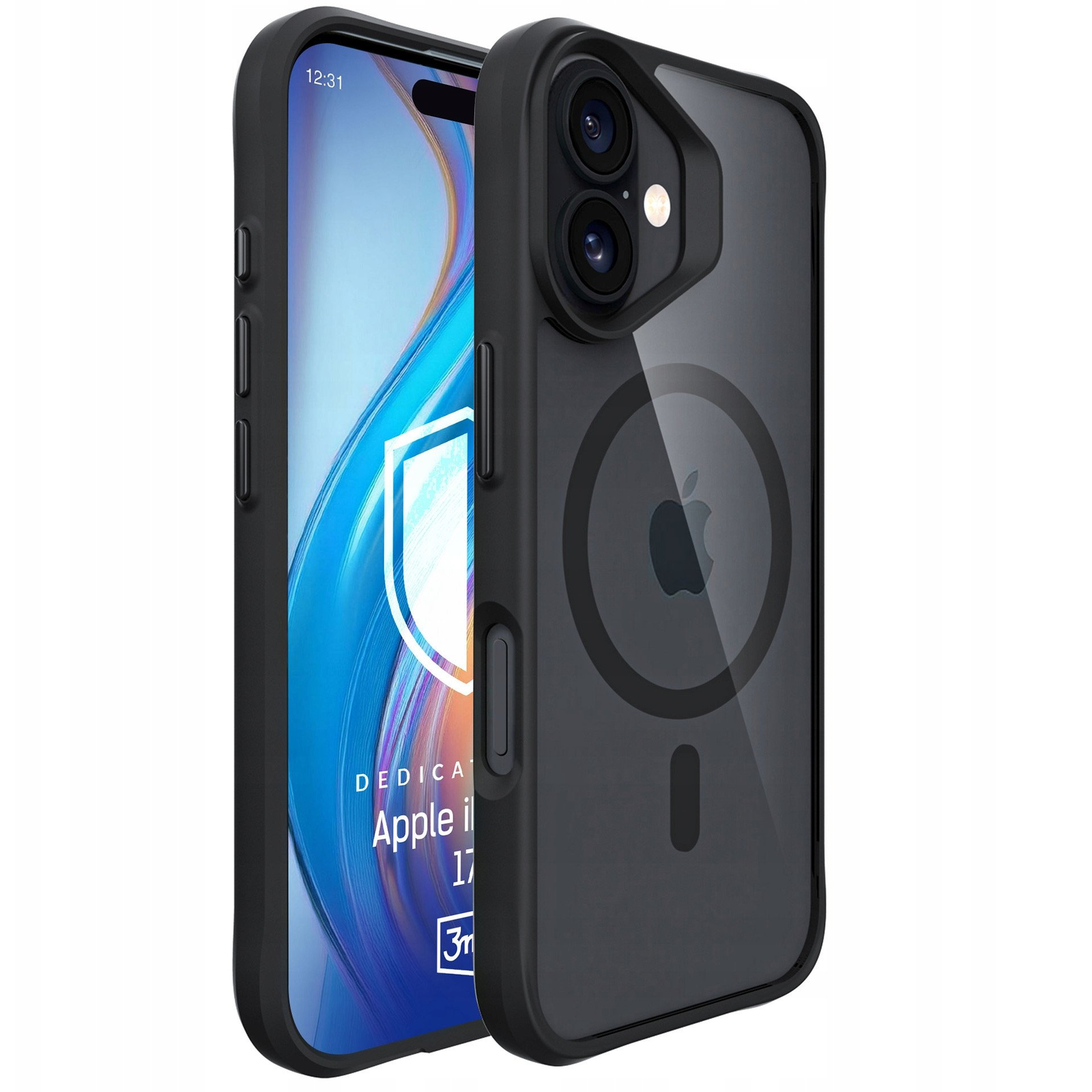 3MK Satin Armor MagCase MagSafe Case for iPhone 17 Black Transparent TPU Tough Case With Wireless Charging by 3MK