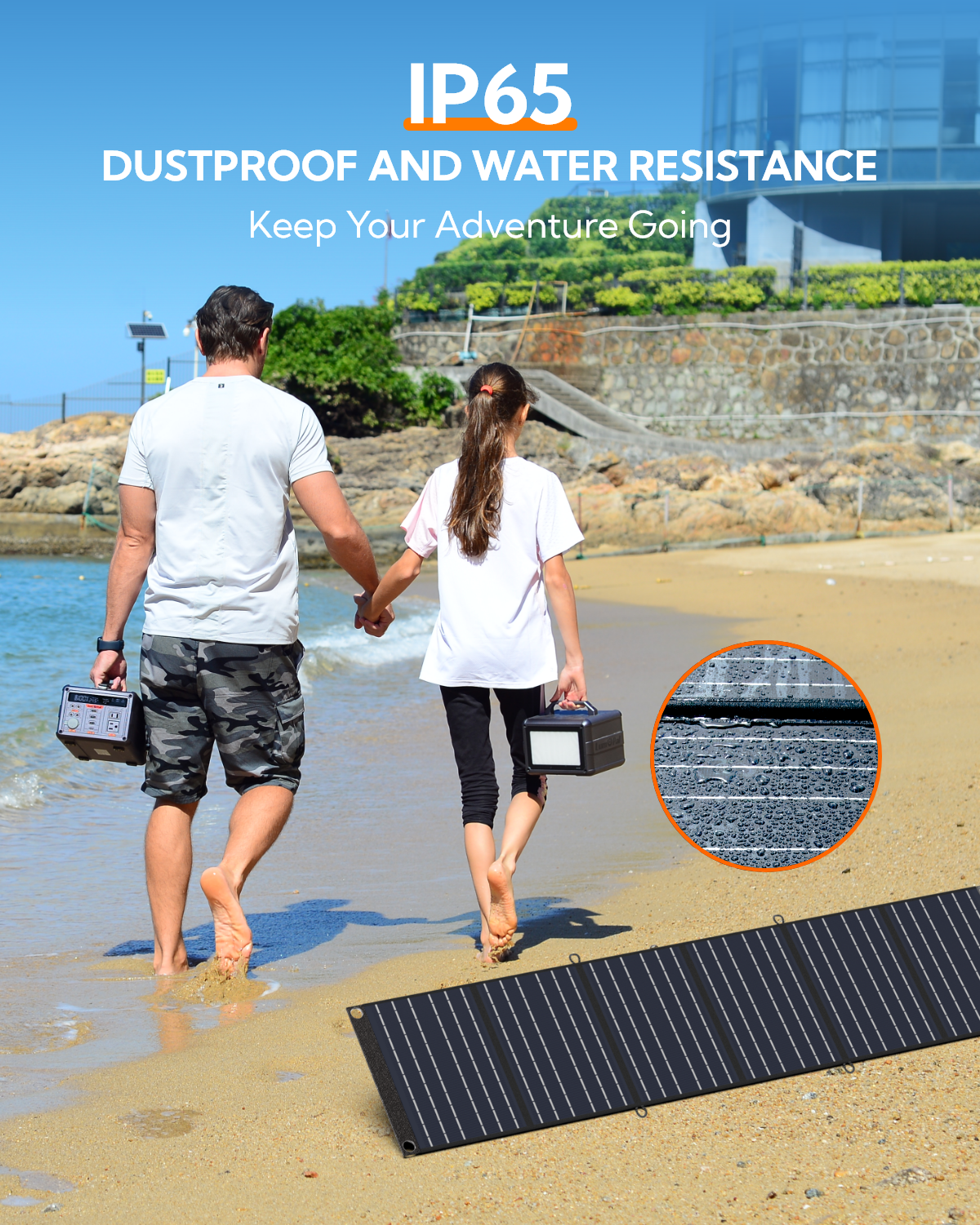 LUMOPAL 60W Foldable Portable Waterproof Solar Panel, Black by Lumopal