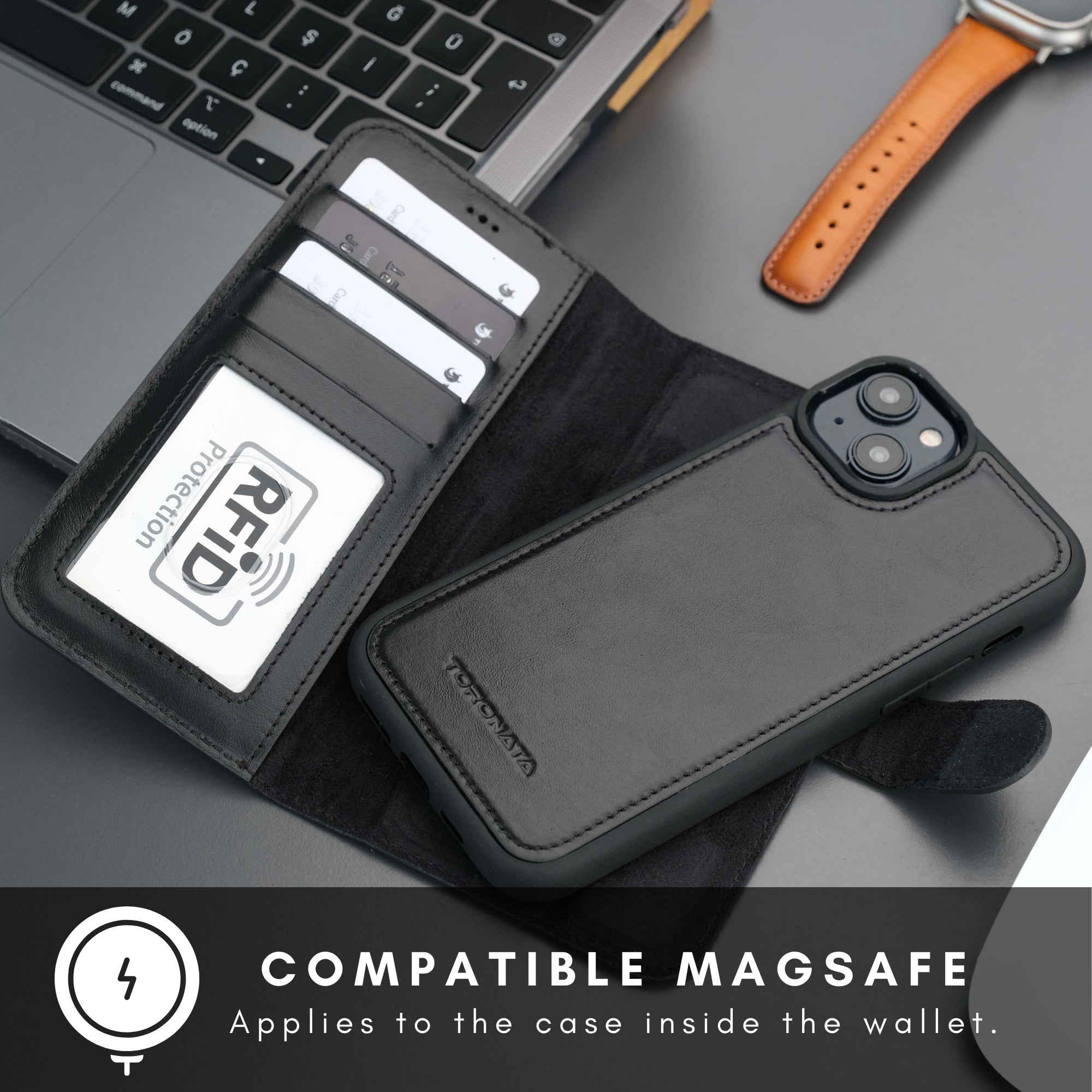 Casper Leather iPhone 14 Wallet Case | MagSafe by TORONATA