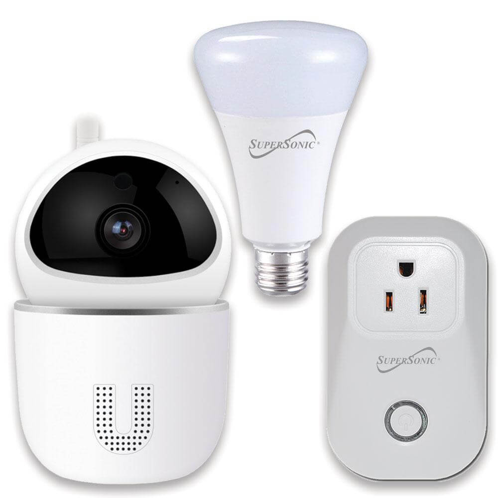 Supersonic 3-Pc. Smart Home Starter Kit with WiFi enabled: HD Camera, Plug, and Bulb by Supersonic