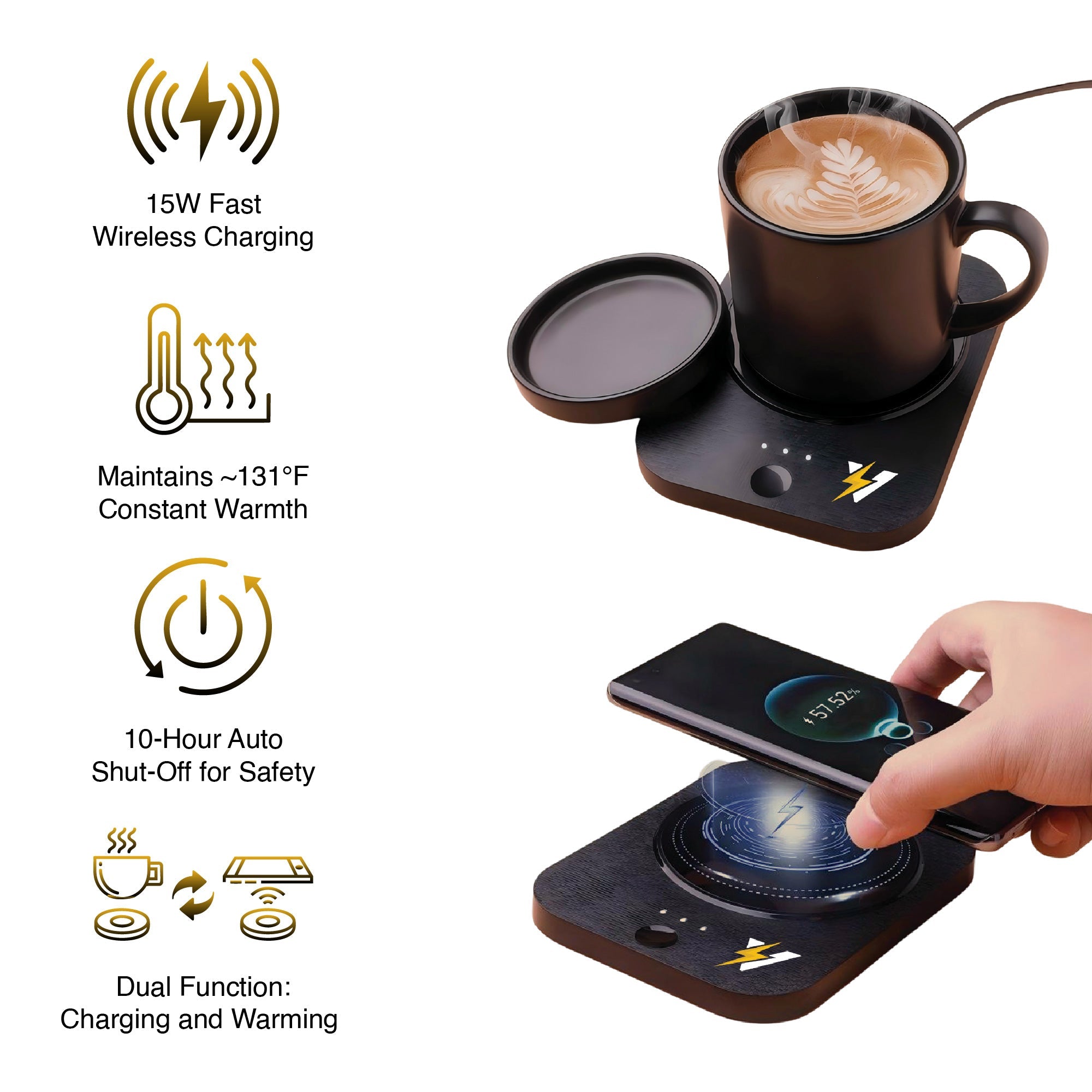 Sip & Charge 2-in-1 Wireless Charger & Mug Warmer by Pursonic