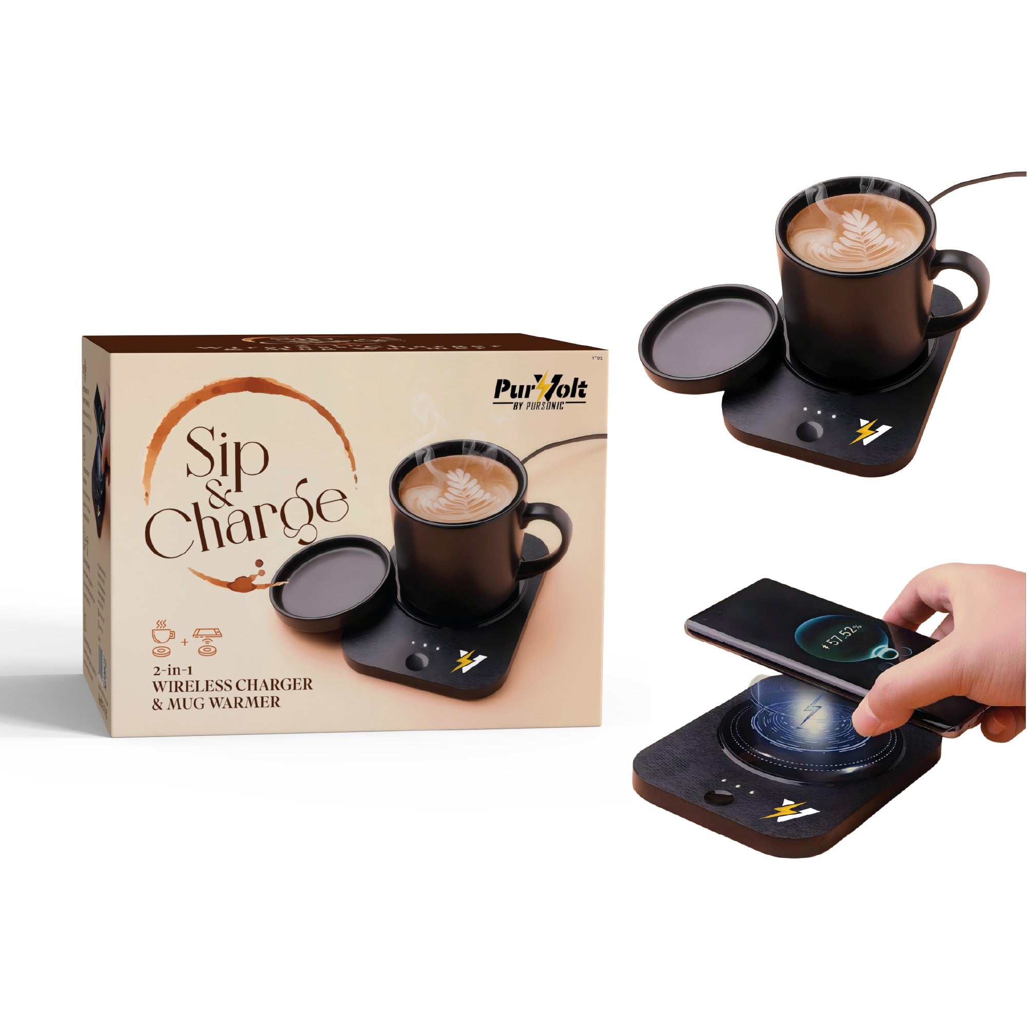 Sip & Charge 2-in-1 Wireless Charger & Mug Warmer by Pursonic