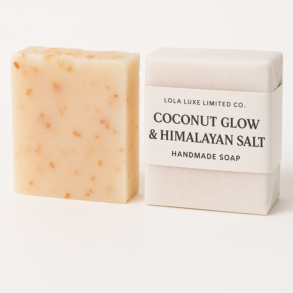 Coconut Glow + Himalayan Salt Scrub Handmade Soap Bar by Lola Luxe Limited Co.