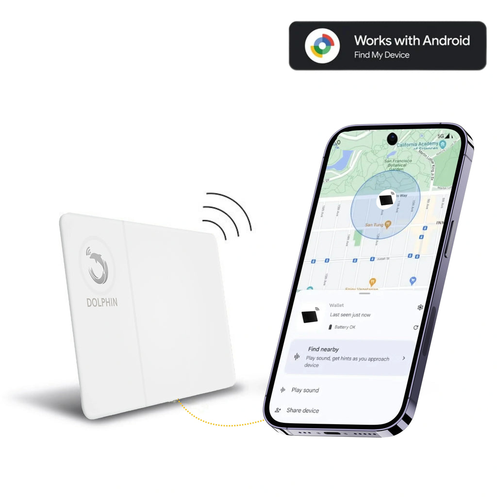 Dolphin Smart Tracker Sleek -Android by Dolphin Tracker | Android Find My | Wireless Rechargeable Battery