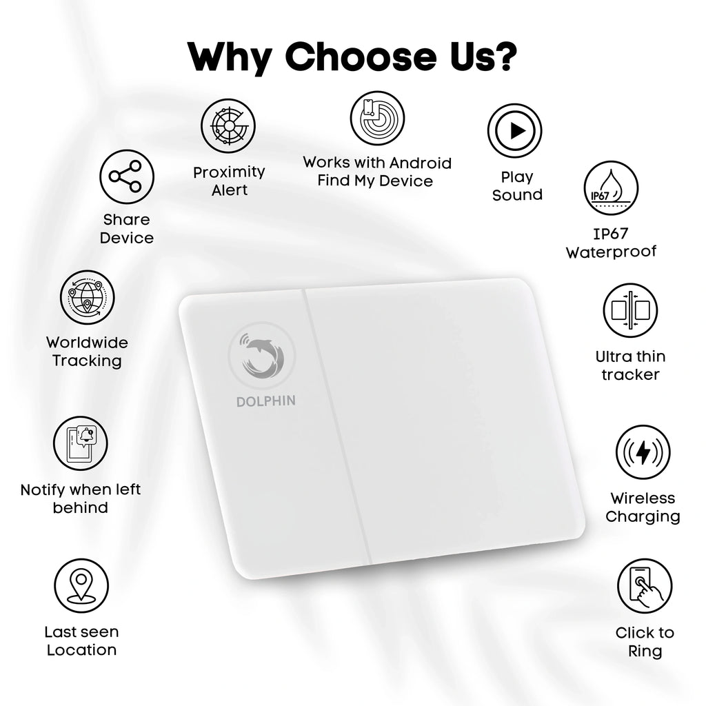 Dolphin Smart Tracker Sleek -Android by Dolphin Tracker | Android Find My | Wireless Rechargeable Battery