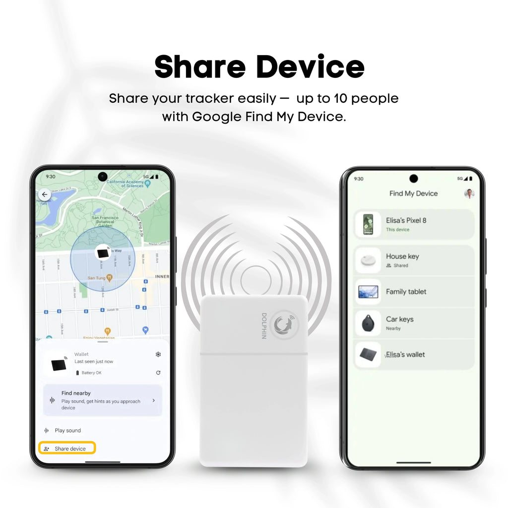Dolphin Smart Tracker Sleek -Android by Dolphin Tracker | Android Find My | Wireless Rechargeable Battery