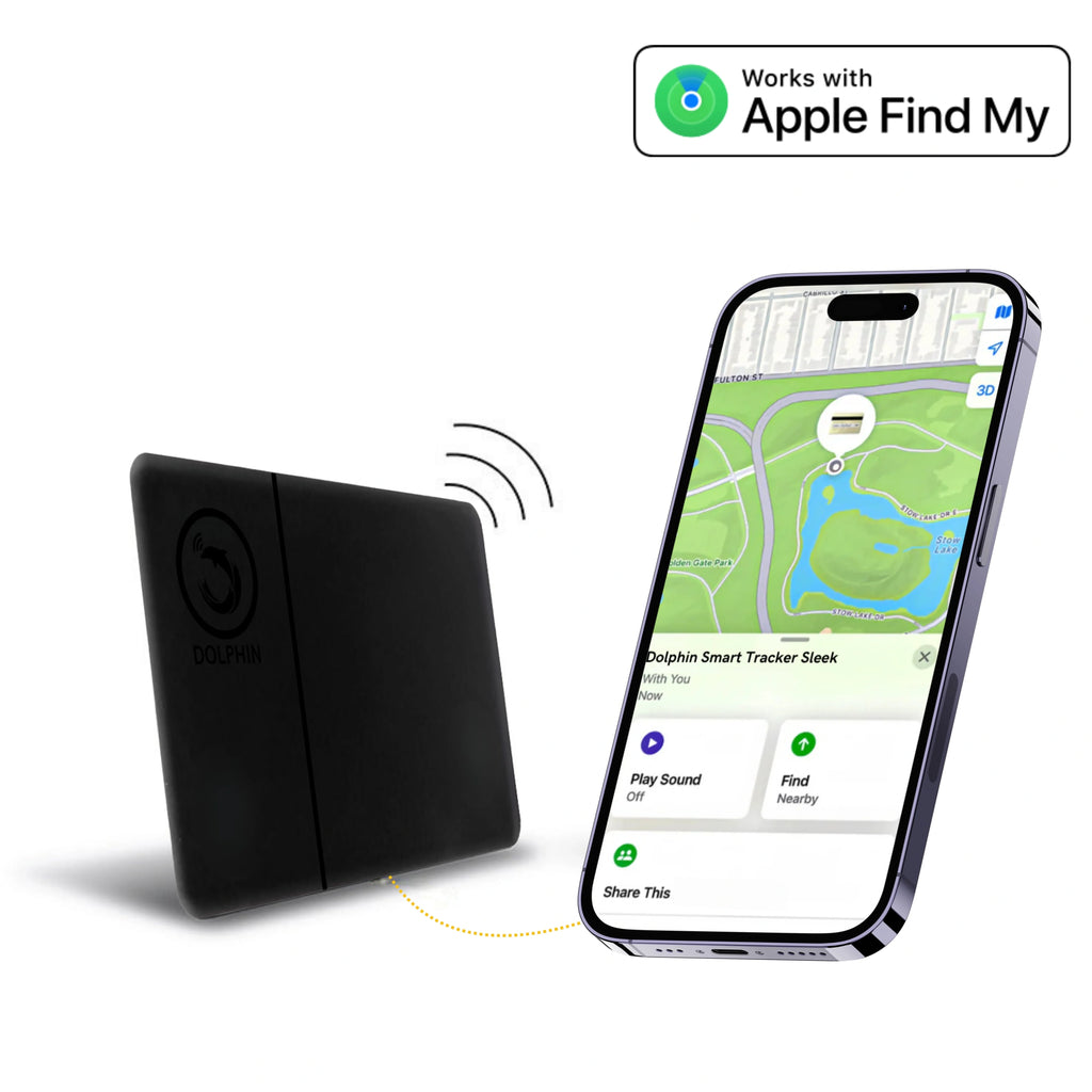 Dolphin Smart Tracker Sleek - iOS by Dolphin Tracker | Apple Find My | Wireless Rechargeable Battery