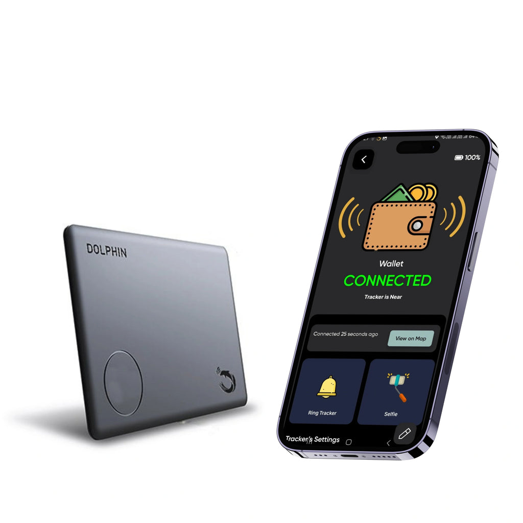 Dolphin Smart Tracker Sleek by Slide into wallets, passports and where space is limited | 3 yrs battery life