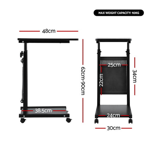 Artiss Laptop Desk Height Adjustable Mobile Workstation Computer Desks 48CM Black by NNE Living
