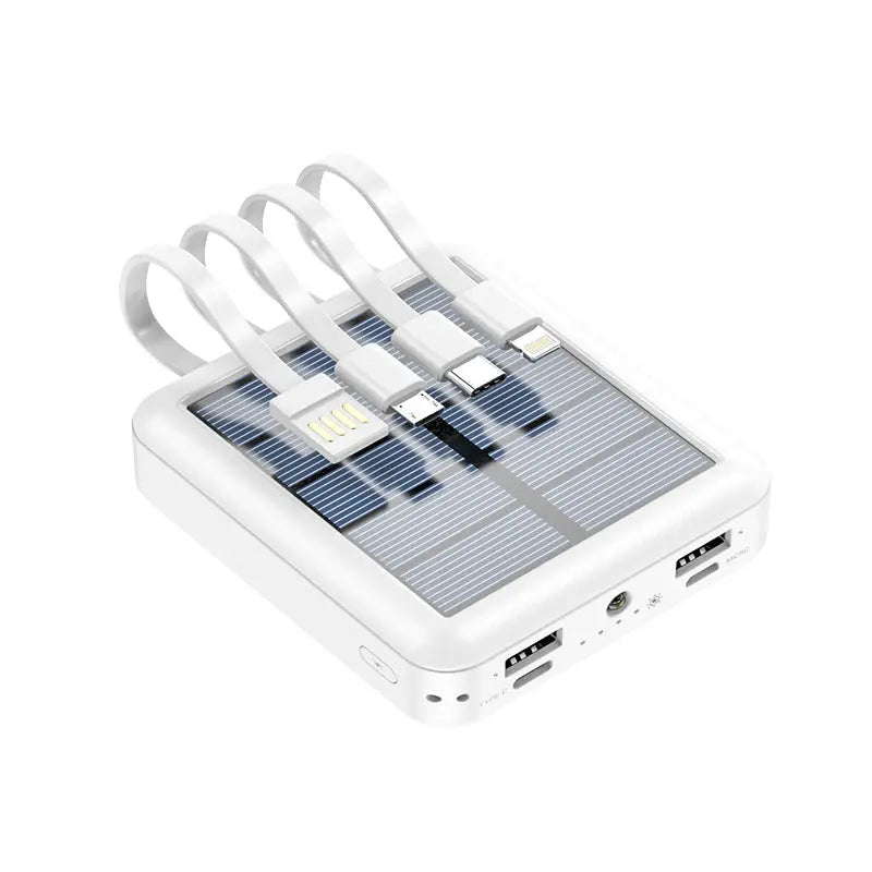 Large-capacity 20000 mAh outdoor mini mobile power bank with its own line solar power sharing four-wire power bank by Anacotte