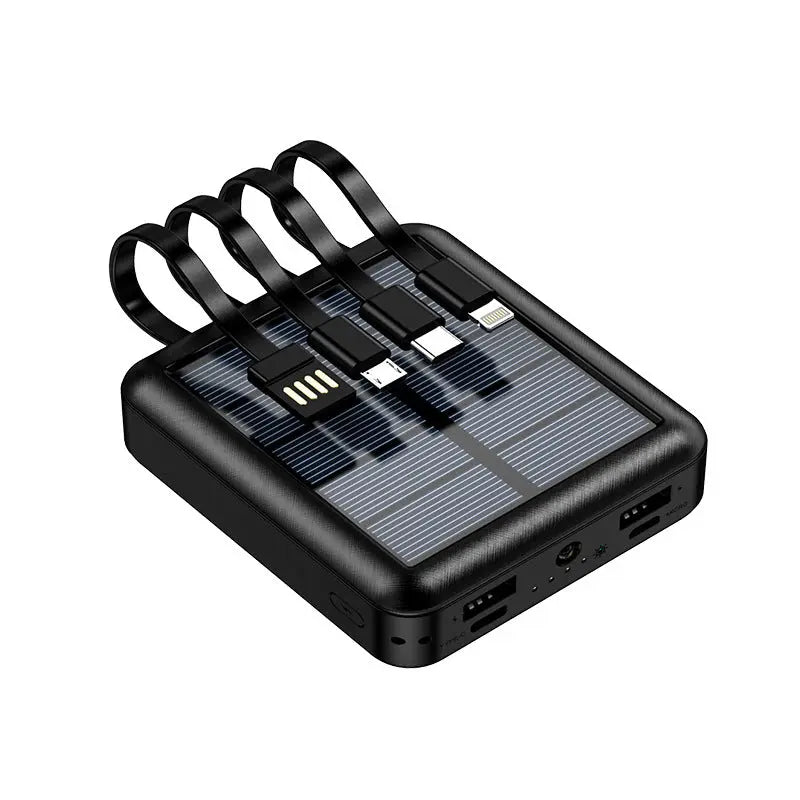 Large-capacity 20000 mAh outdoor mini mobile power bank with its own line solar power sharing four-wire power bank by Anacotte
