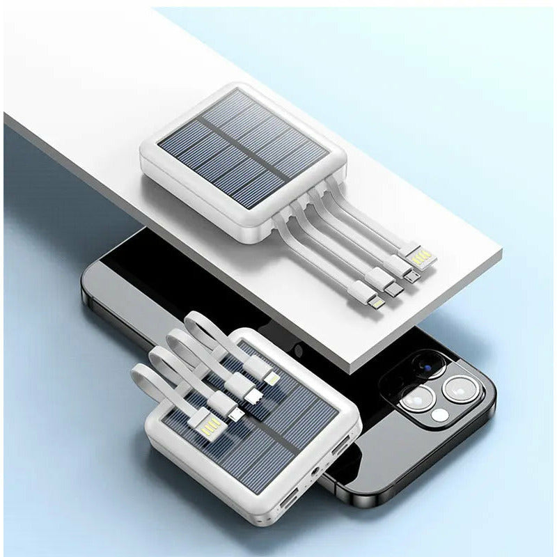 Large-capacity 20000 mAh outdoor mini mobile power bank with its own line solar power sharing four-wire power bank by Anacotte