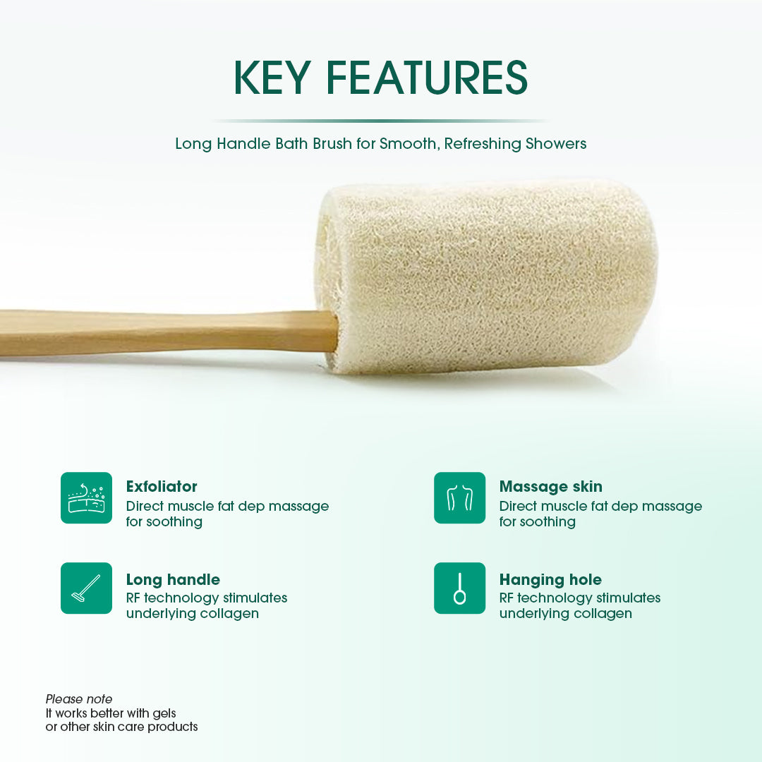 Natural Loofah Bath Brush w/Long Handle. by BeNat