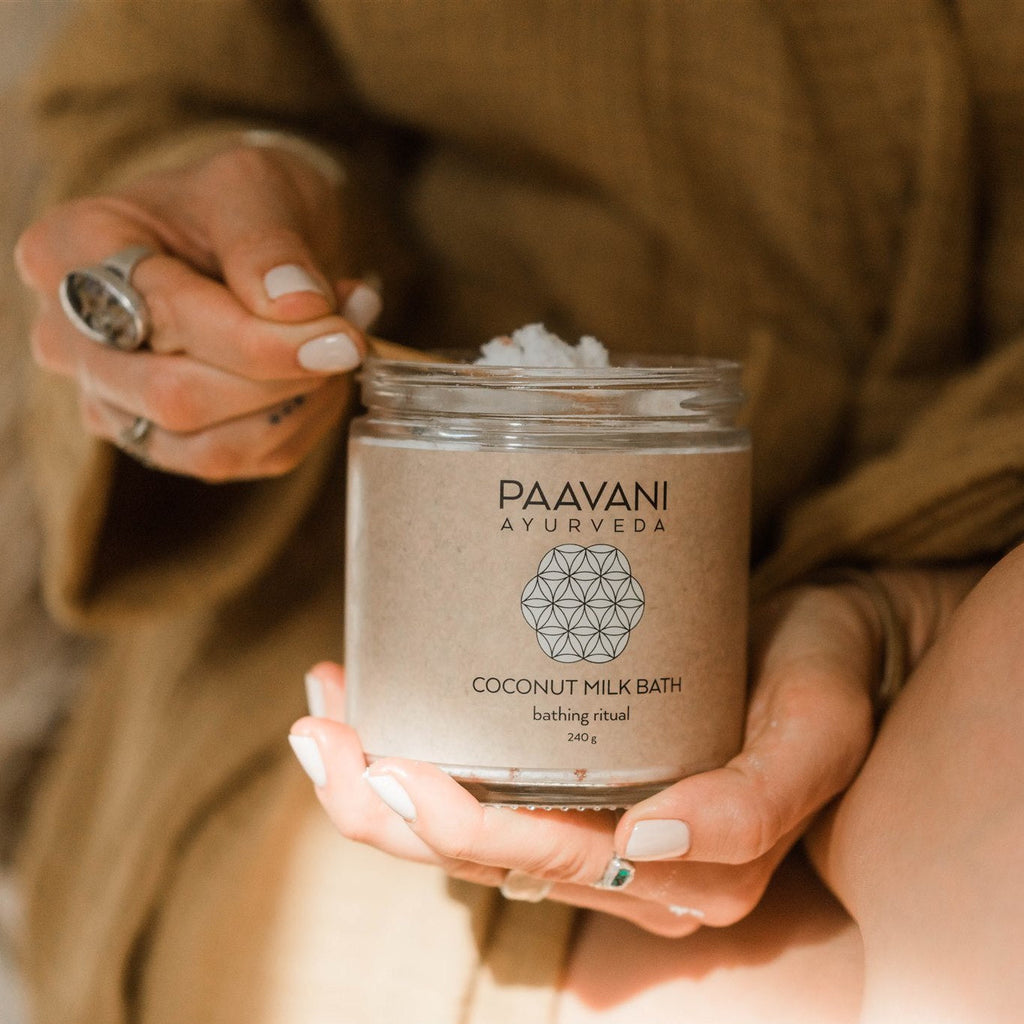 Coconut Milk Bath | Ayurvedic Herbal Soaking Ritual for Skin & Spirit by Paavani Ayurveda Skincare and Wellness