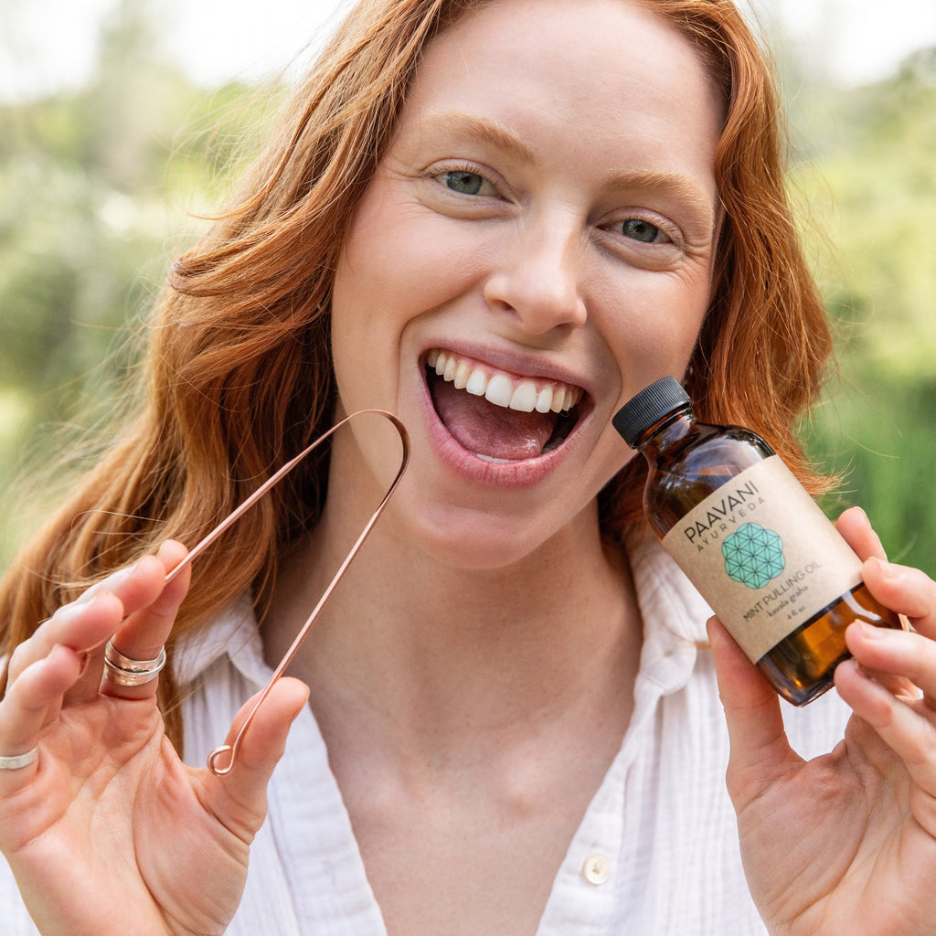 Mint Oral Care Ritual | Ayurvedic Oil Pulling & Tongue Cleaning by Paavani Ayurveda Skincare and Wellness