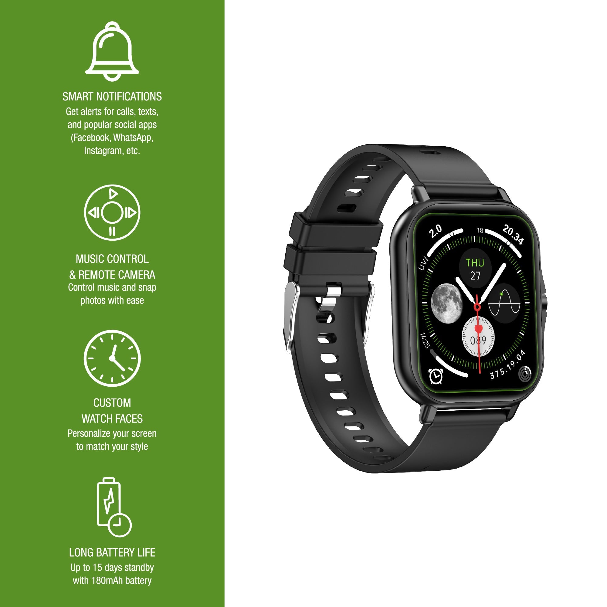 Smart Lifestyle Bundle: True Wireless Stereo Earbuds & All-in-One Bluetooth Smart Watch by Pursonic