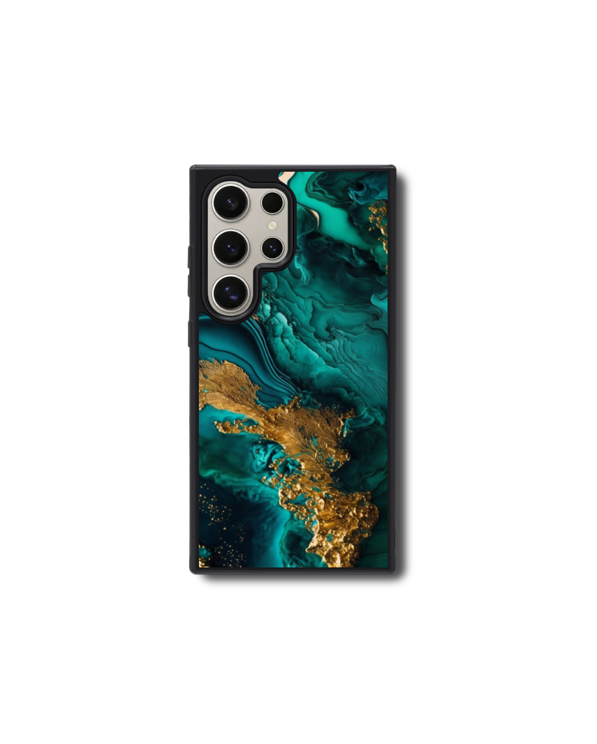 Teal and Gold Swirl Phone Case by Vivid Ship Studio LLC