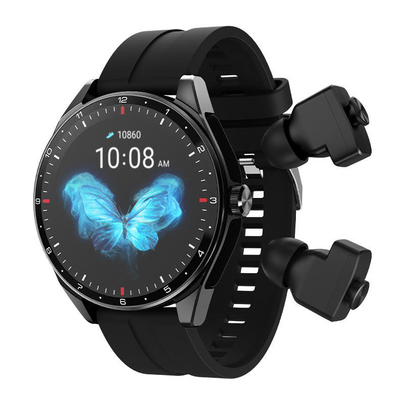 Smartwatch With Wireless Earbuds 1.39 Inch HD Screen BT Calling TWS Music Watch For Men Health Monitoring by Wautton