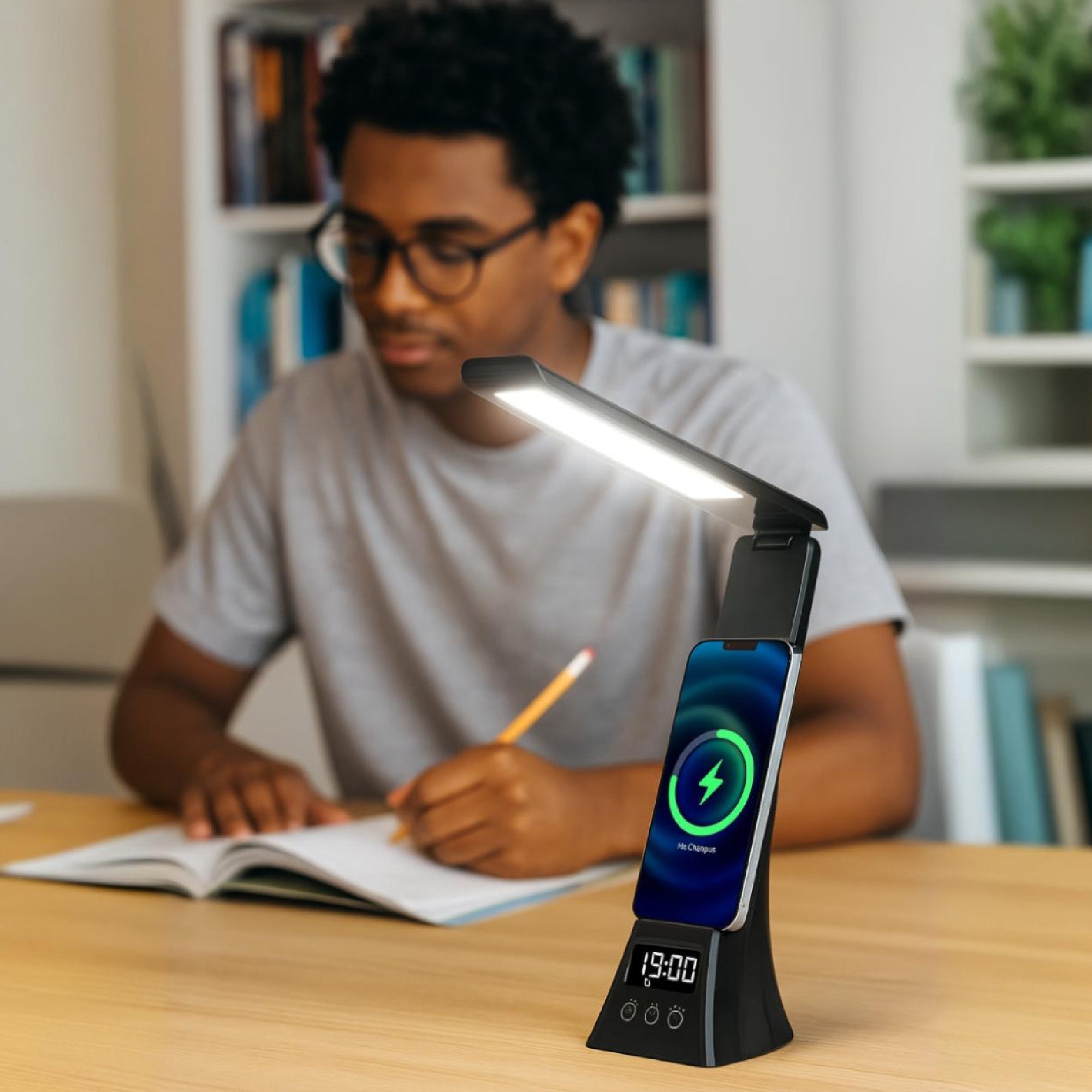 Pursonic 3-in-1 LED Desk Lamp with Wireless Charger and Alarm Clock – Sleek, Smart, and Space-Saving by Pursonic
