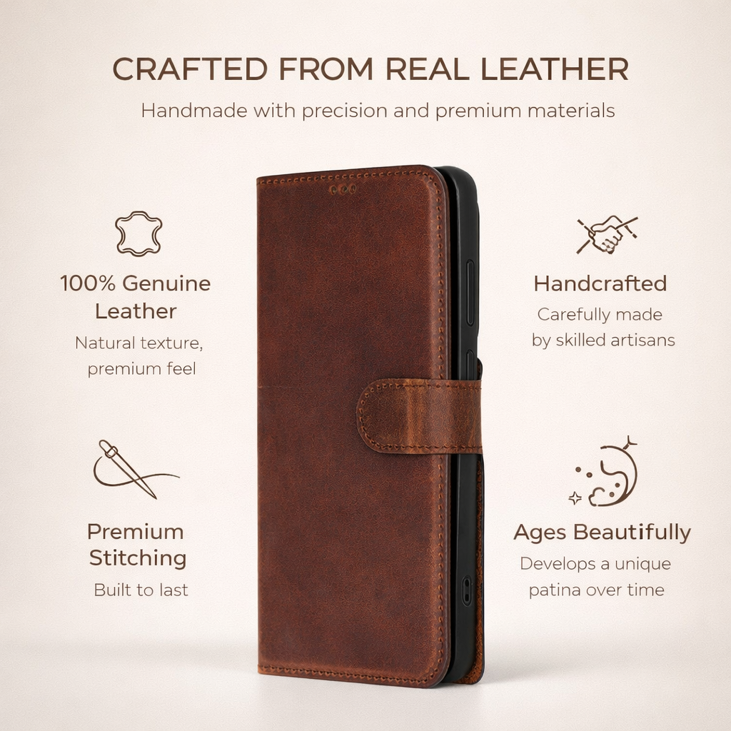 Buffalo Leather Wallet Case For Samsung Galaxy S26 With Detachable Magnetic Closure And Card Slots by TORONATA