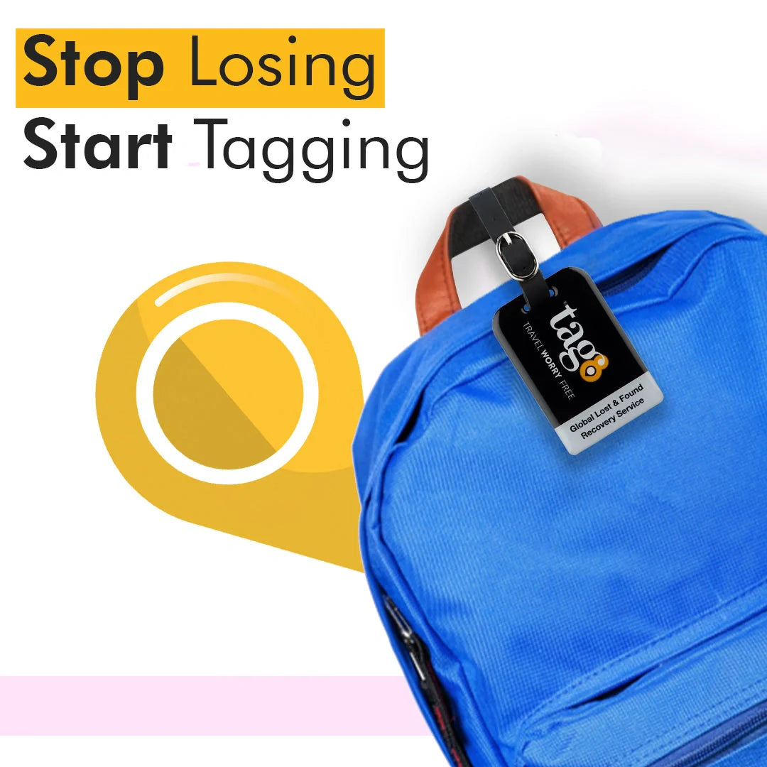 Bag Security Tag With Online Contact Details Update And Real Time Lost Luggage Alerts For Travel by Global Lost Recovery Service | 2800+ Airports worldwide