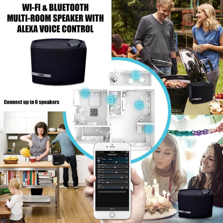 Naxa Wi-Fi & Bluetooth Multi-Room Speaker with Amazon Alexa Voice Control by Naxa