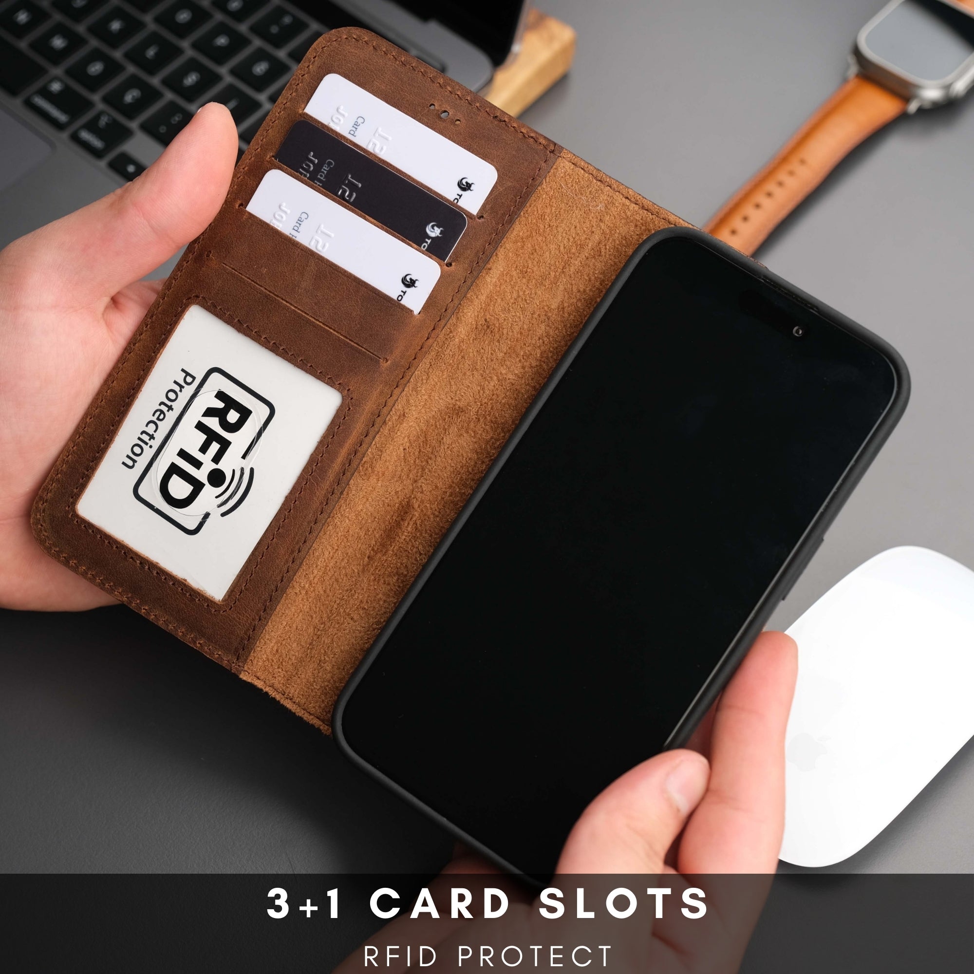 Casper Leather iPhone 15 Pro Max Wallet Case | Detachable MagSafe Compatible RFID Protection by TORONATA