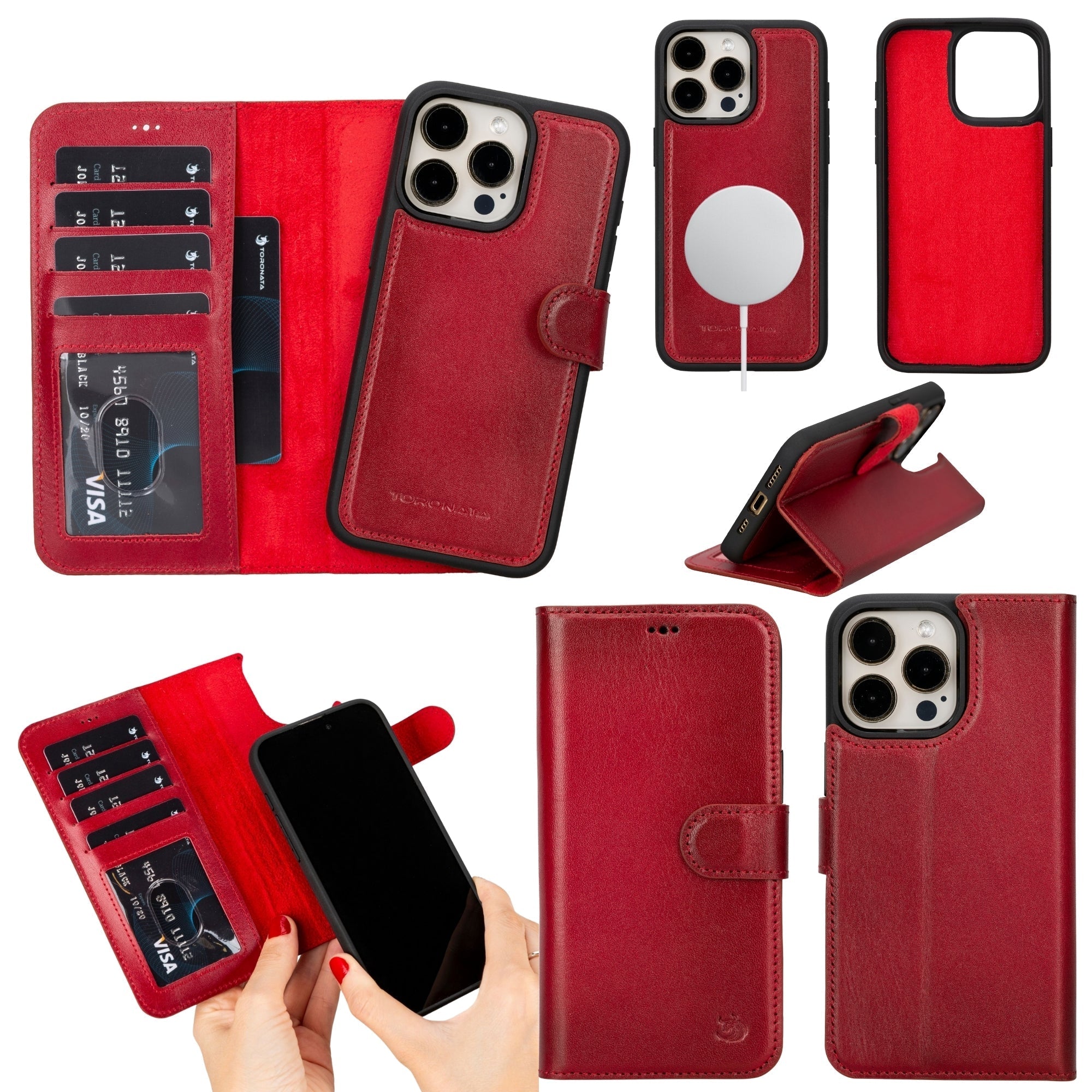 Casper Leather iPhone 15 Pro Max Wallet Case | Detachable MagSafe Compatible RFID Protection by TORONATA