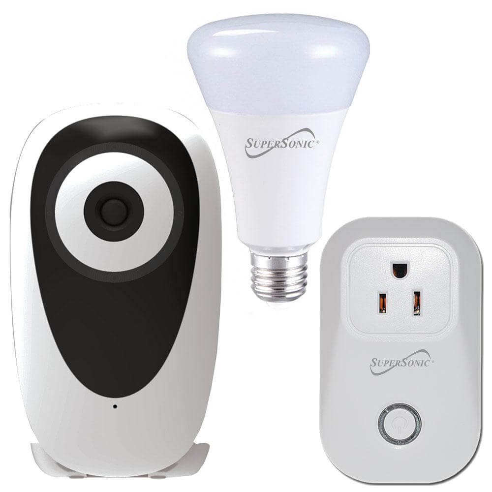Supersonic 3-Pc. Smart Home Starter Kit with WiFi enabled: HD Camera, Plug, and Bulb by Supersonic