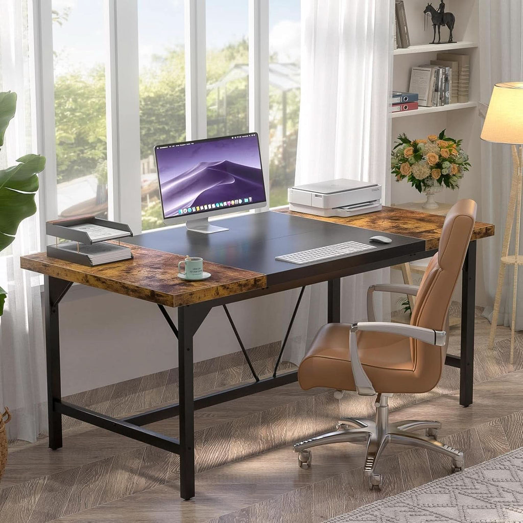 Large Rustic Computer Desk for Home Office Workstation by ShipItFurniture