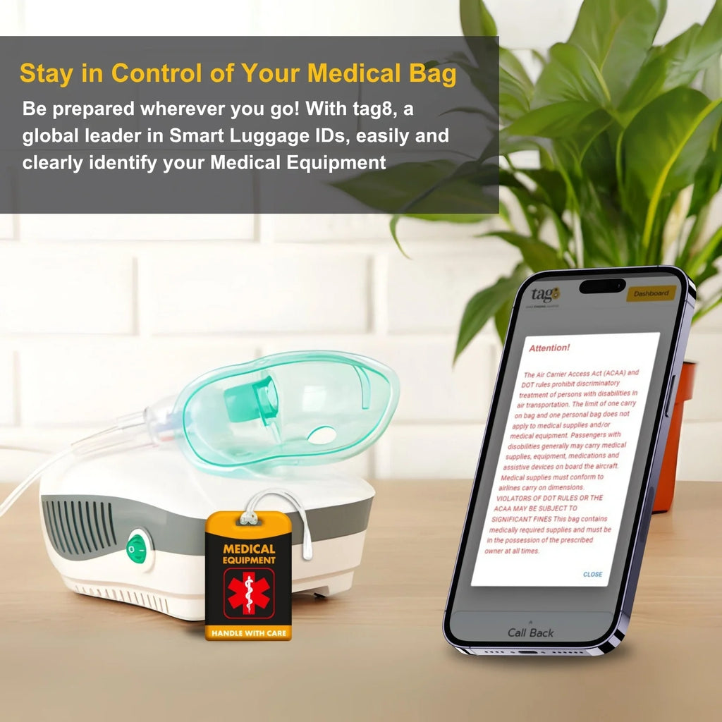 Medical Equipment Tag [Pack 2] by Global Lost Recovery Service | 2800+ Airports worldwide