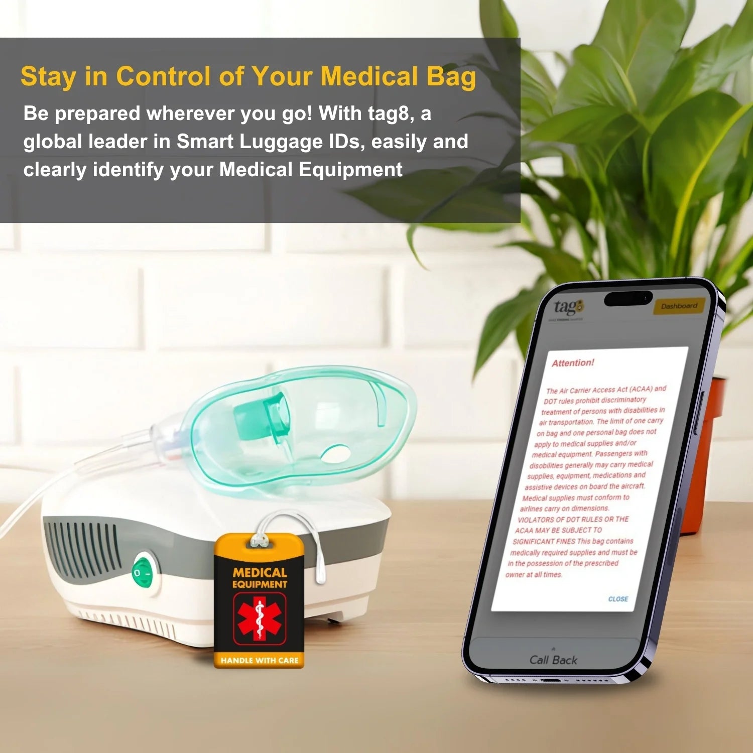 Medical Equipment Tag [Pack 2] by Global Lost Recovery Service | 2800+ Airports worldwide