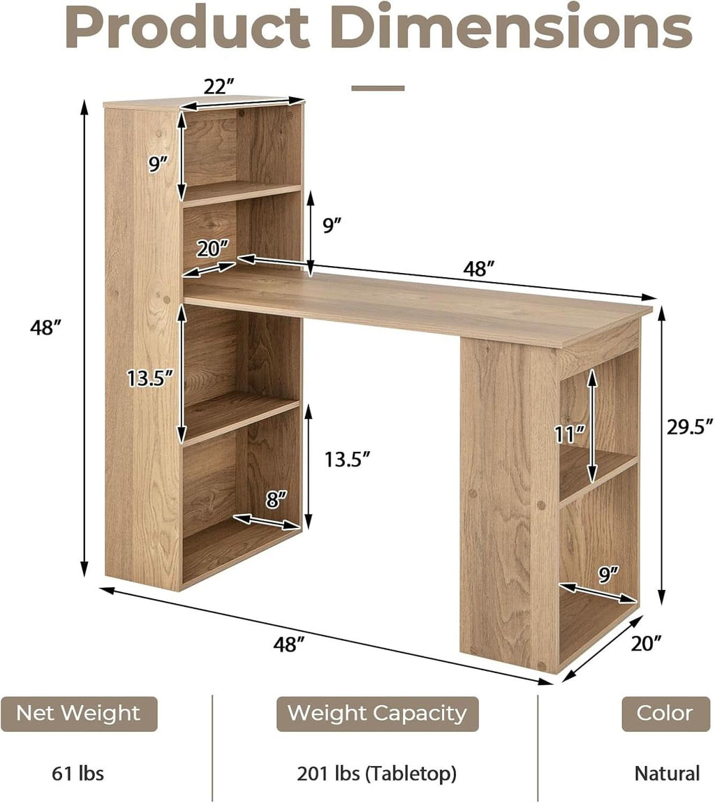 Modern Compact Computer Desk with Storage Shelves and Workstation by ShipItFurniture