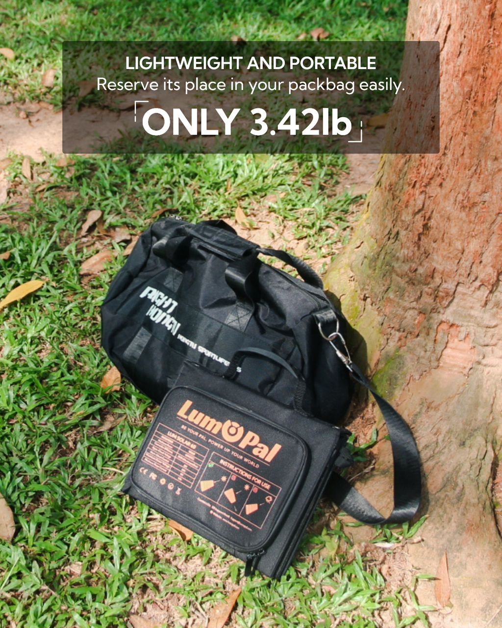 LUMOPAL 60W Foldable Portable Waterproof Solar Panel, Black by Lumopal