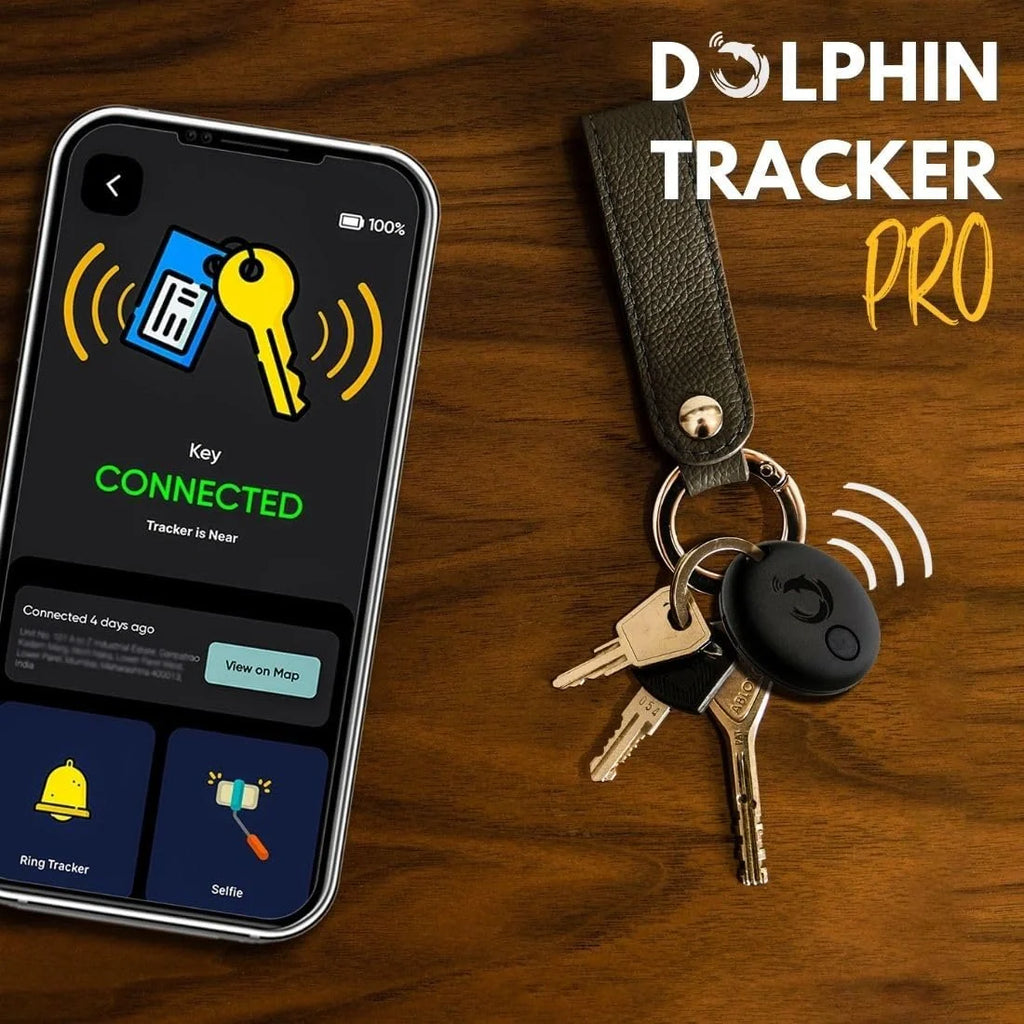 Dolphin Pro by Most versatile tracker | Pair with keys, bags, toys and more | 6 months battery life - replaceable battery