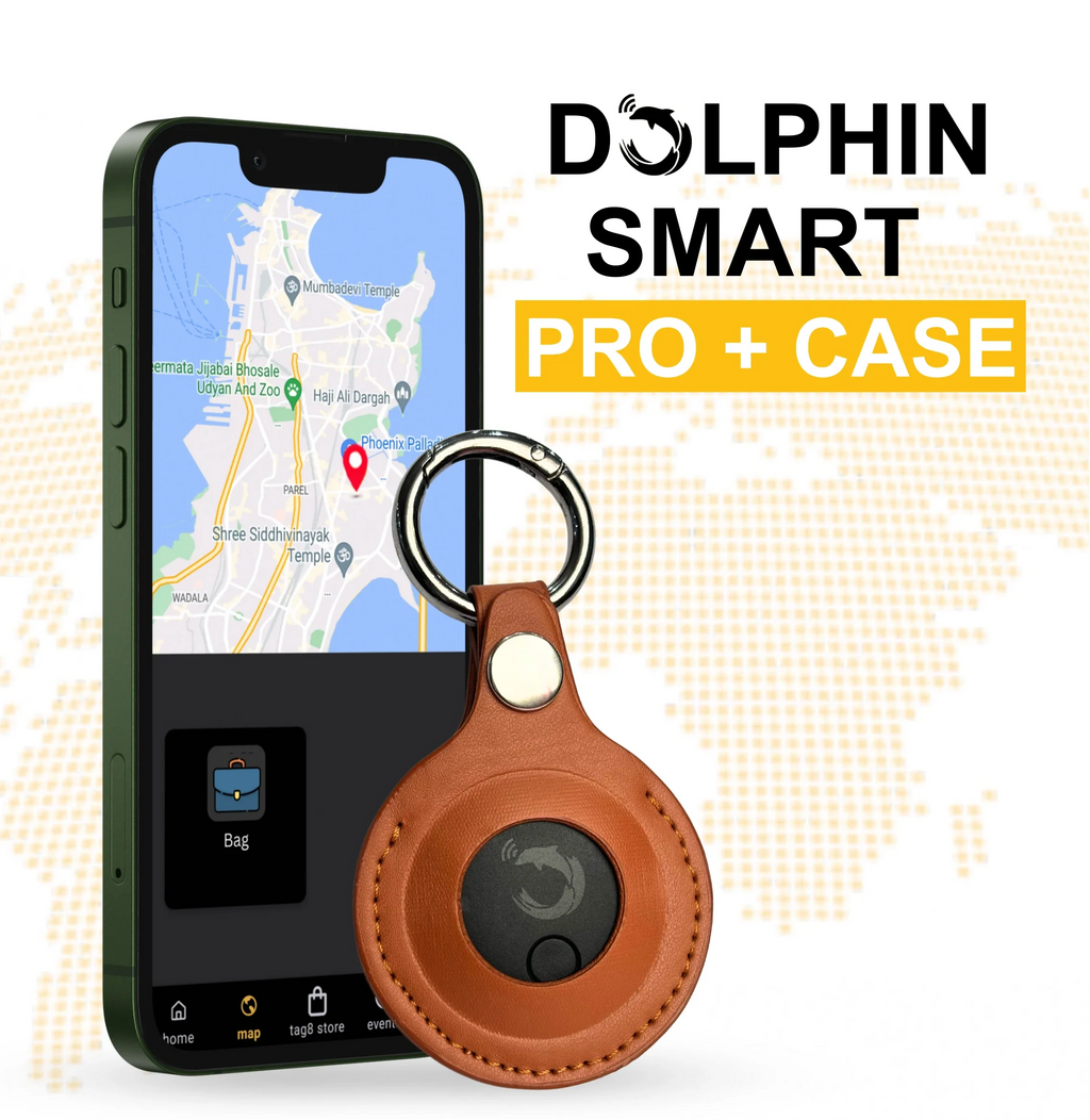 Dolphin Smart Bluetooth Tracker Pro with Case by Most versatile tracker | Pair with keys, bags, toys and more | 6 months battery life - replaceable battery