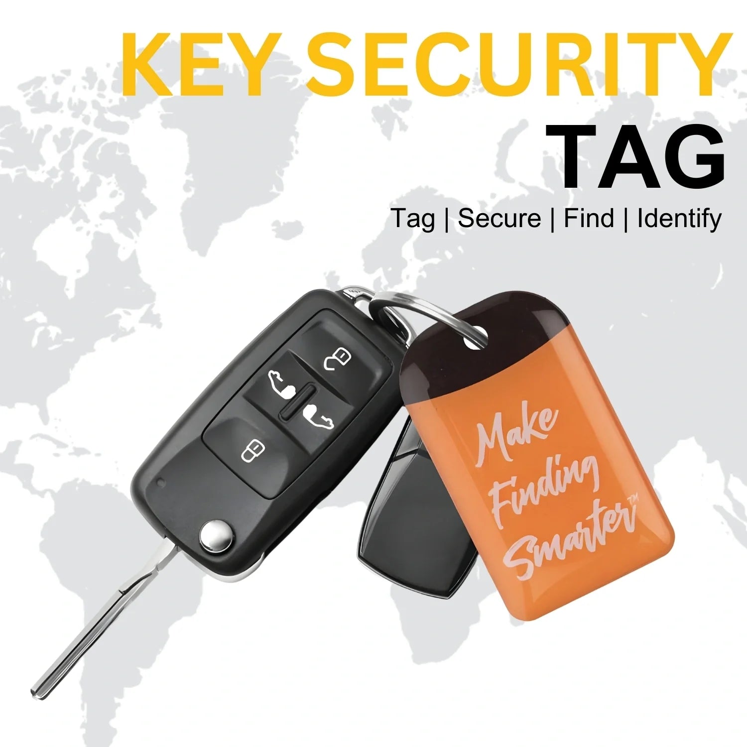 Smart Key Security Tag by Key Tag I Pair with keys, bags, toys and more