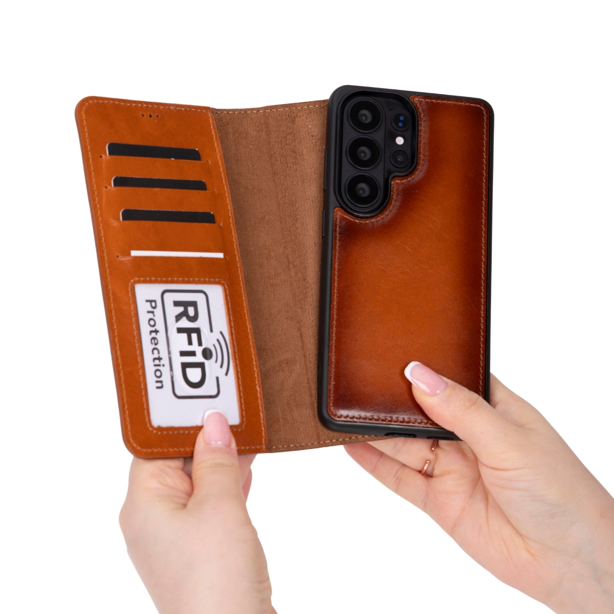 Buffalo Leather Wallet Case For Samsung Galaxy S26 With Detachable Magnetic Closure And Card Slots by TORONATA