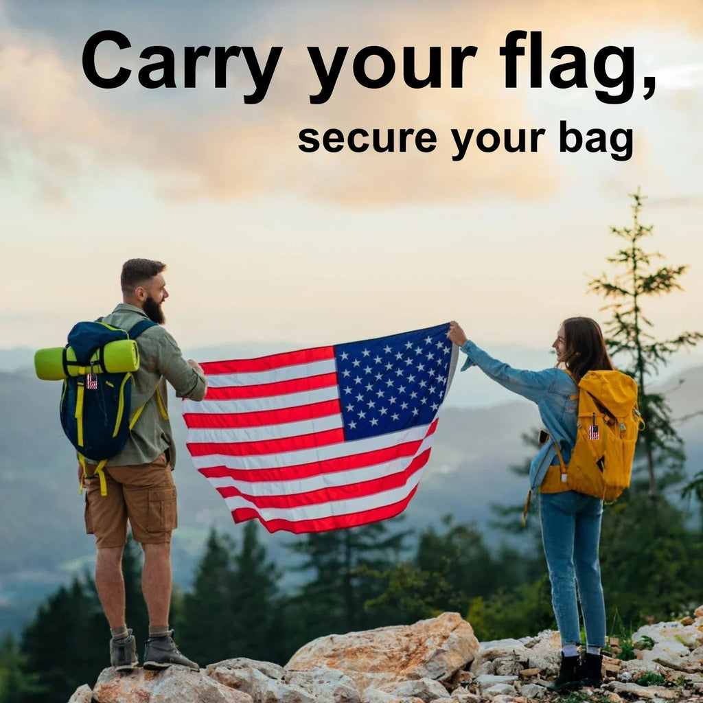 Smart Bag Security Tag - USA Flag [Pack 2] by Global Lost Recovery Service | 2800+ Airports worldwide